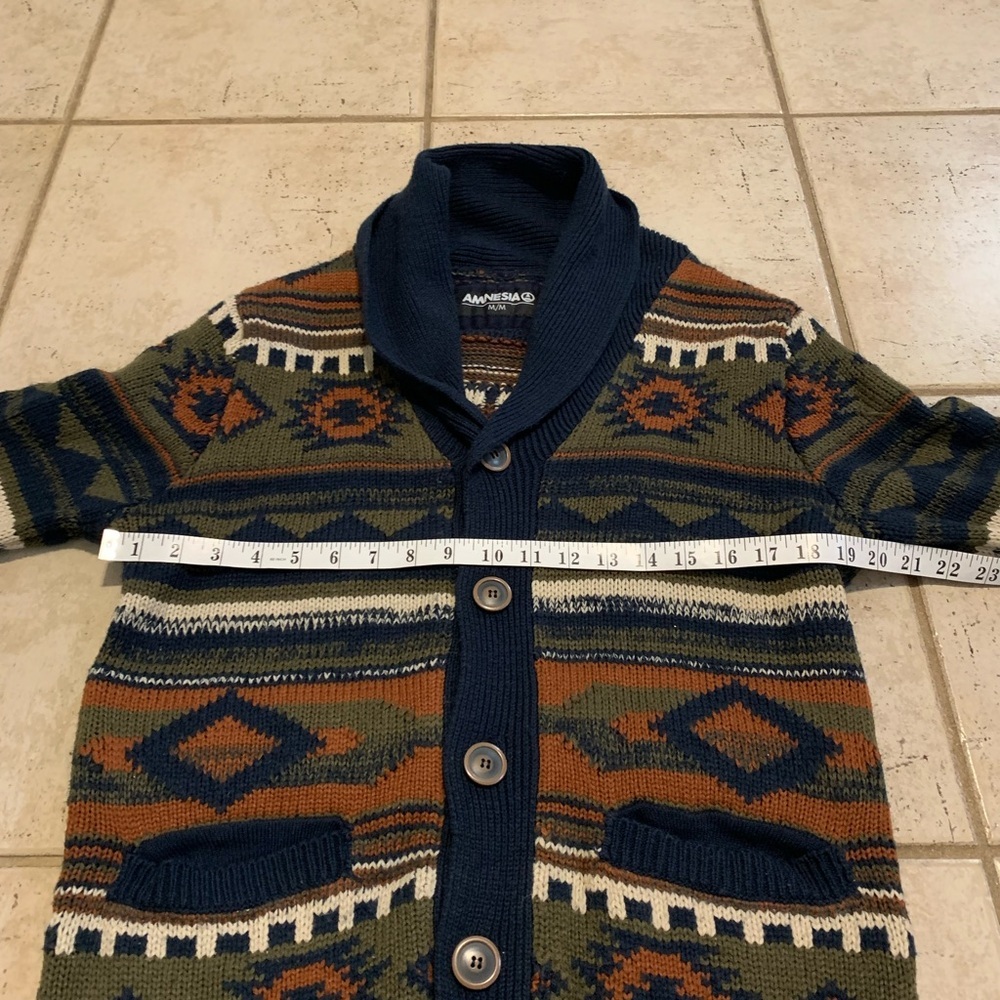 Amnesia Men's Southwestern Aztec Print Shawl Collar Cardigan Sweater M/M - Picture 5 of 7